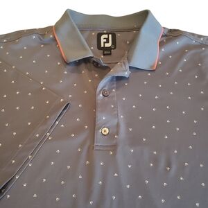 FootJoy Men's Polo Shirt Golf Gray Sailboats Performance Logo Stretch L
